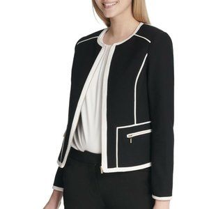 Calvin Klein Womens Piped Trim Jacket Size 12